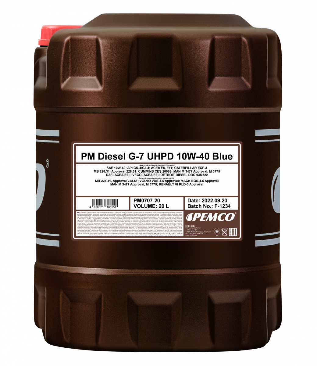 PM0707-20 Масло моторное DIESEL G-7 10W-40 UHPD (20 литров) PEMCO